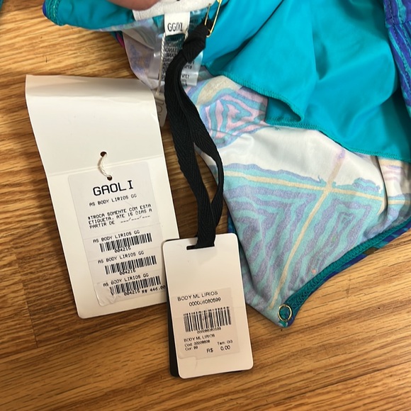 Amir Slama Draped Long Sleeves Bodysuit In Pink ,green and blue size XL - Picture 13 of 16